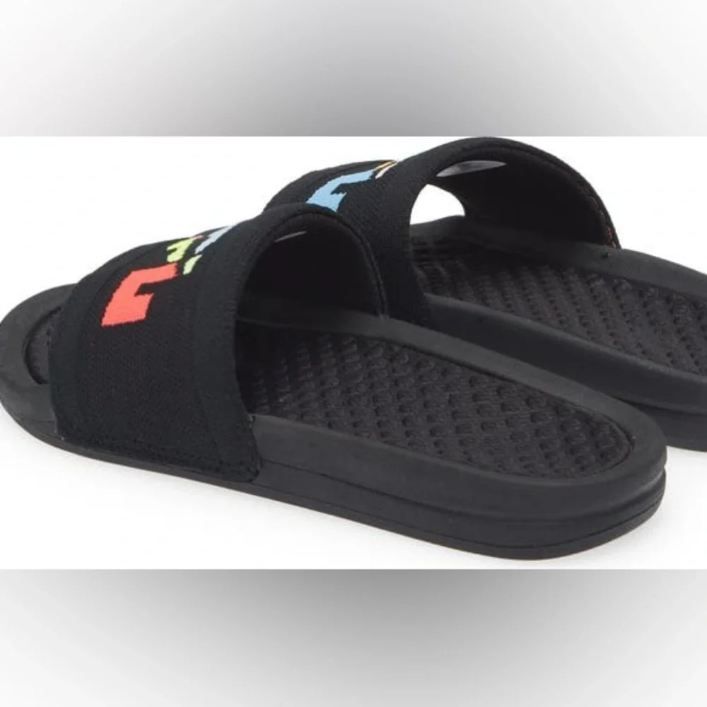 APL TechLoom Knit Sport Slides Black Multicolor Big Logo comfy Sandals NIB 6 - Picture 5 of 11